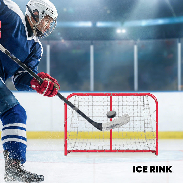 Soozier 3' x 2' Hockey Goal, Easy Set Up Hockey Net with Steel Frame, PE Mesh, Street Hockey Net, Lightweight & Portable, Indoor & Outdoor Training Equipment
