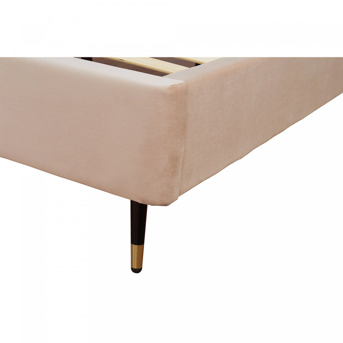 Crosby Modern Upholstered Velvet Queen Bed in Nude