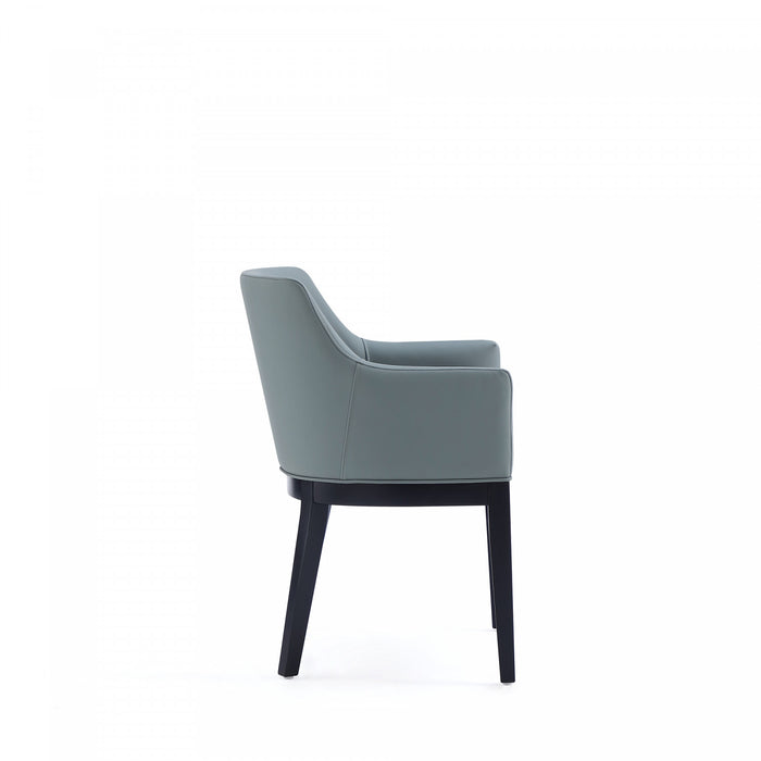 Gansevoort Modern Wood Vegan Leather Armchair in Pewter - Set of 2