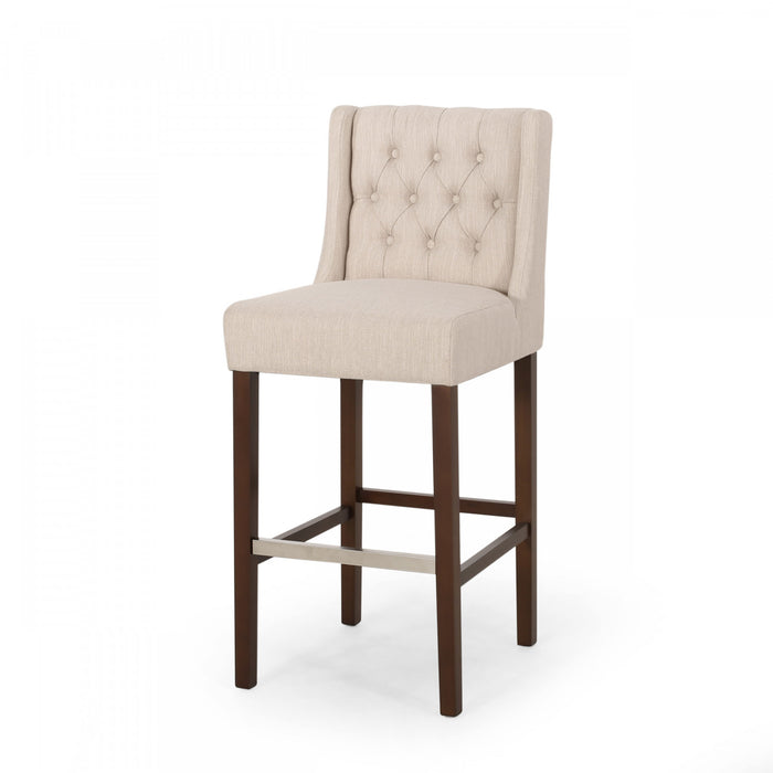 Bruce 30.5\" Counter Height Bar Stools Set Of 2 With Metal Legs And Fabric Upholstery, Beige