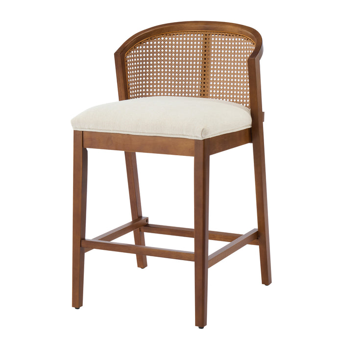 Tatti Rubber Wood Counter Stools with Cane Back Set of 4,Walnut
