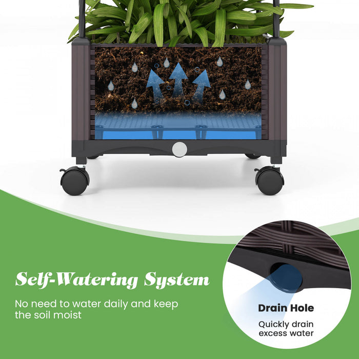 Costway 2 Pcs 67\" Planter Raised Garden Bed With Planter Box &trellis Adjustable Height