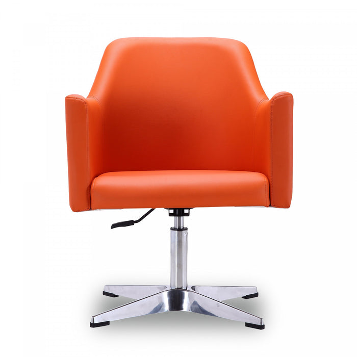 Pelo Modern Vegan Leather Swivel Lounge Chair in Orange - Set of 2 Accent Chair