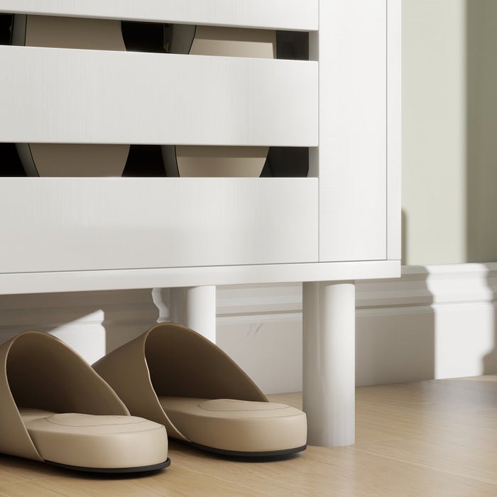 HOMCOM Shoe Storage Cabinet with Adjustable Shelves White