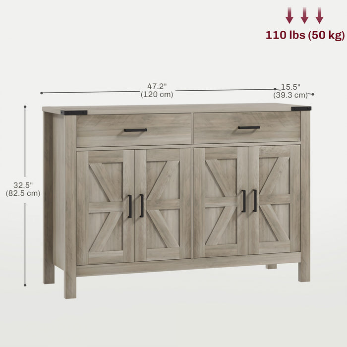 HOMCOM Sideboard Buffet Cabinet w/ Drawers and Shelves, Farmhouse Sideboard