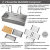 MultiSINK 45 in. Dual Mounted 3-Level Workstation Kitchen Sink, Faucets, Glass Rinser,Stainless Steel- J-WP30 Laundry Combo | Evier poste de travail MultiSINK 45 po, double pose, 3 niveaux, robinets, rince-verre, inox - J-WP30