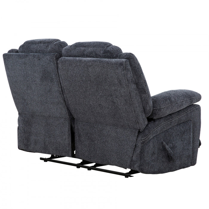 Renner 59 in. Upholstered Manual Reclining Loveseat with Lever - Dark Grey