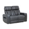 Kingsley 58 in. Leather Match Power Reclining Loveseat with Armrest Storage and USB - Black | Causeuse inclinable electrique Kingsley de 58 po en cuir assorti avec rangement dans les accoudoirs et USB - Noir