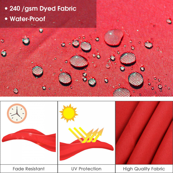 Costway 10Ft Square Patio Offset Cantilever Umbrella 360 Degree Tilt Aluminum Red