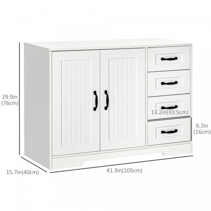HOMCOM Modern Sideboard Storage Cabinet, Freestanding Accent Cupboard White