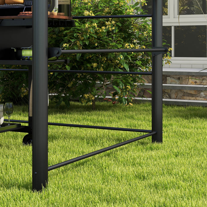 Outsunny 8' X 5' Grill Gazebo Shelter With Interlaced Vented Pc Roof, Outdoor Bbq Canopy With Side Shelves, Aluminum And Steel Frame For Garden, Patio, Backyard, Dark Grey