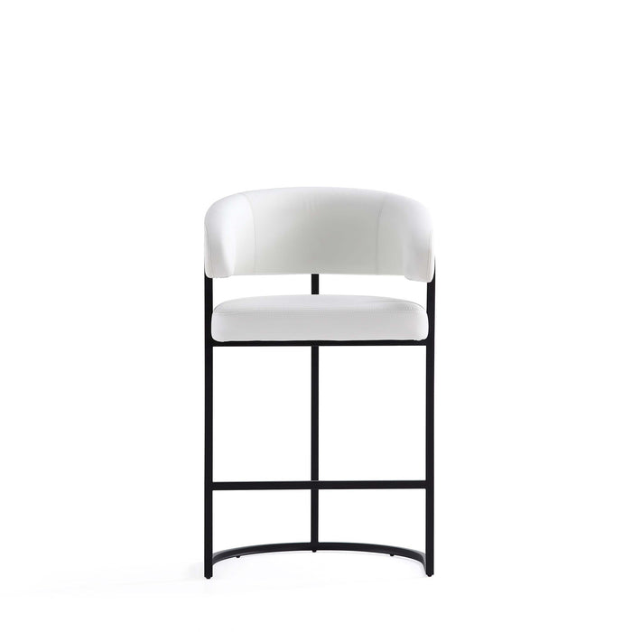 Augusta Modern Metal Upholstered Counter Stool in White - Set of 2