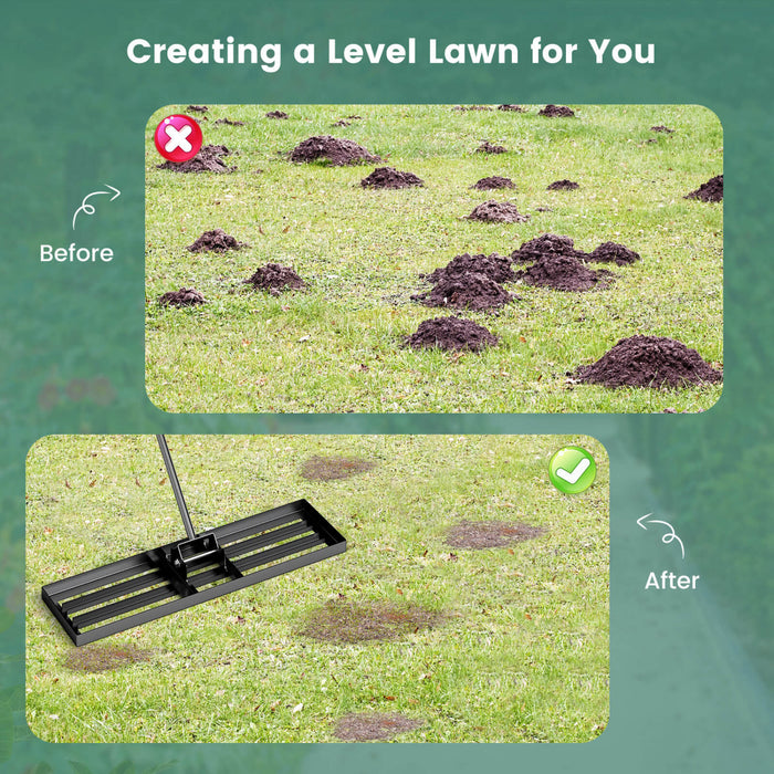 Costway Lawn Leveling Rake 36\" X 10\" Heavy Duty Level Lawn Tool For Garden Backyard/lawn Black