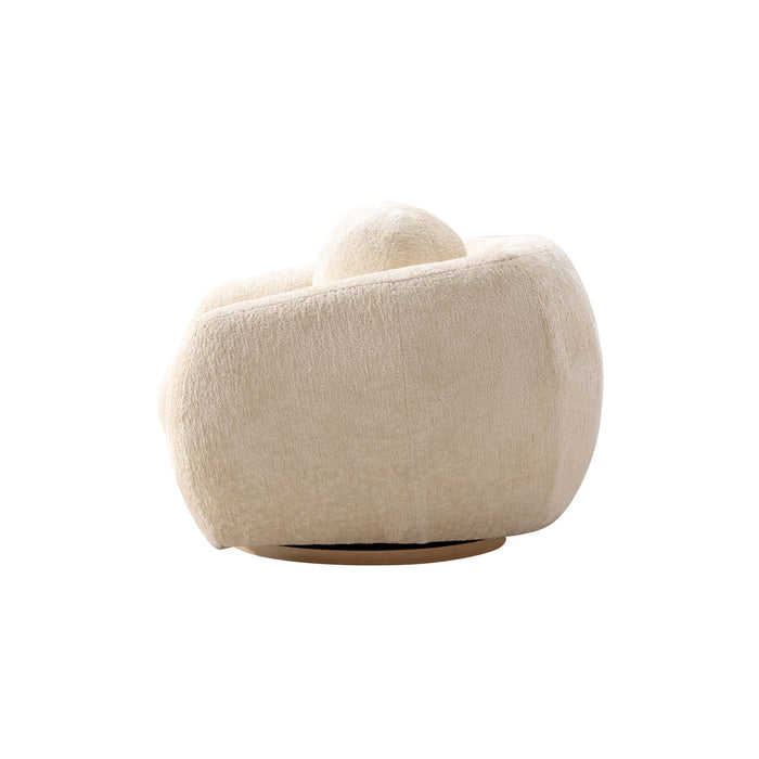 Tribeca Mid-Century Modern Chenille Lounge Chair in Cream - Set of 2