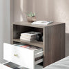 HOMCOM Nightstand Set of 2 Bedside Table with 2 Drawers and Open Storage
