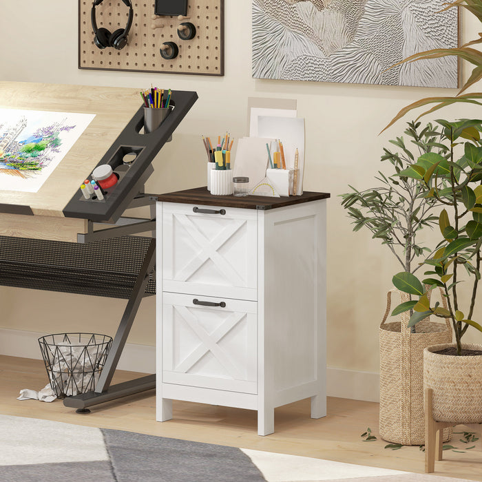 HOMCOM File Cabinet with 2 Drawers Filing Cabinet for A4 Letter, White