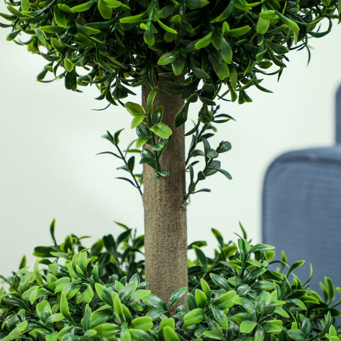 HOMCOM 2 Pack Artificial Boxwood Topiary Ball Trees, Fake Plants in Pot