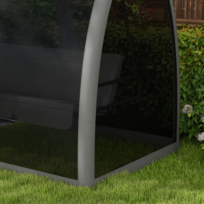 Outsunny 3-seat Outdoor Swing Chair, Chaise Lounger Bed W/ Canopy&netting