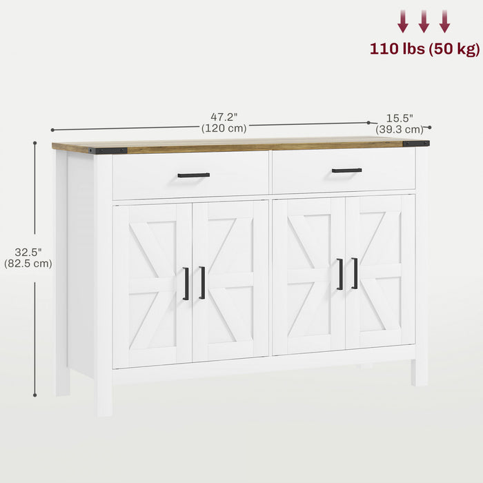 HOMCOM Sideboard Buffet Cabinet w/ Drawers and Shelves, Farmhouse Sideboard