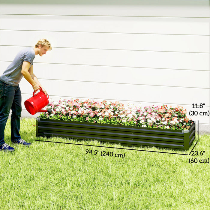 Outsunny 8x2x1ft Raised Garden Bed Large Galvanized Elevated Planter Box