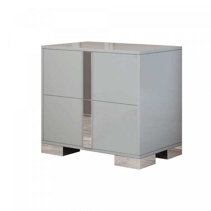 Madeline Nightstand with 2 Storage Drawers and Metal Legs,Grey