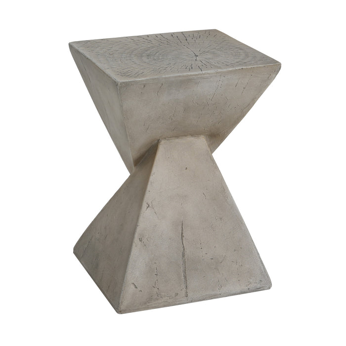 Zane 18\" MGO Geometric Twisted Accent Table, Unique Wood Grain Indoor Side Table, Grey