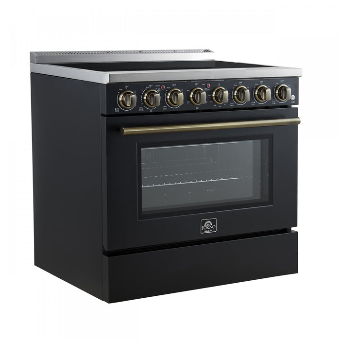 Forno Paolo 36 Inch Black Freestanding Electric Range, Black, 5.44 cu.ft., True Convection - FFSEL6011-36BLK