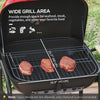 Outsunny Charcoal BBQ Grill Rolling Barbecue Trolley Smoker with Wheels, 2 Side Shelves and a Bottom Shelf Patio Outdoor Garden, Black and Red