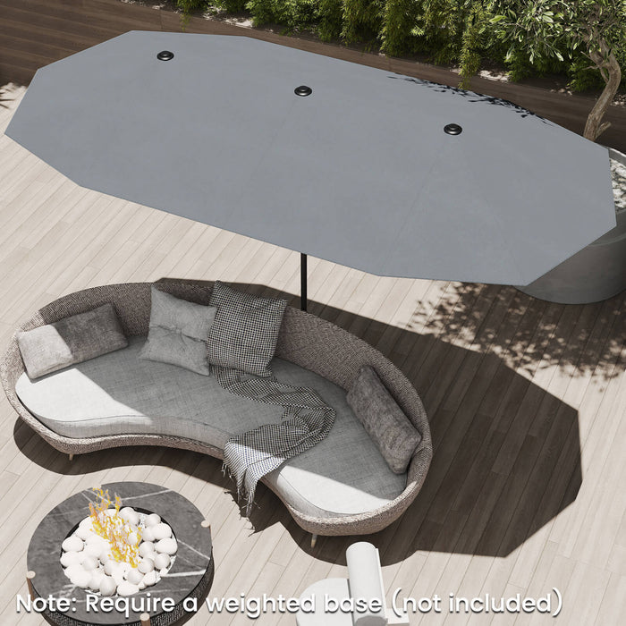 Costway 13 FT Large Patio Umbrella Outdoor Double-Sided Table Market Umbrella for Garden Gray
