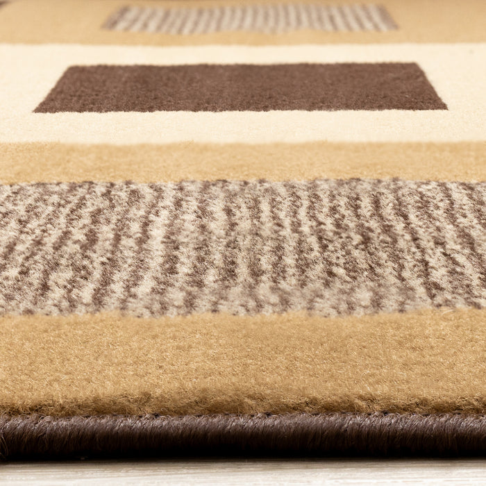 Florence Brown Beige Layered Squares Rug, 7'9\" x 10'6\" Indoor Area Rug