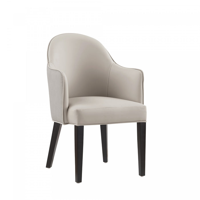 Hillman Modern Vegan Leather and Velvet Wood Armchair in Light Gray - Set of 2