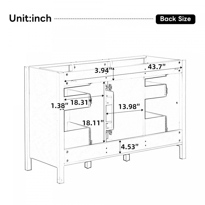 Resina 48 Inch Single Sink Bathroom Vanity with Resin Sink and 6 Drawers, White