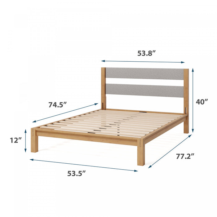 Kumiki Interlocking Bamboo Platform Bed with Headboard - Full Size