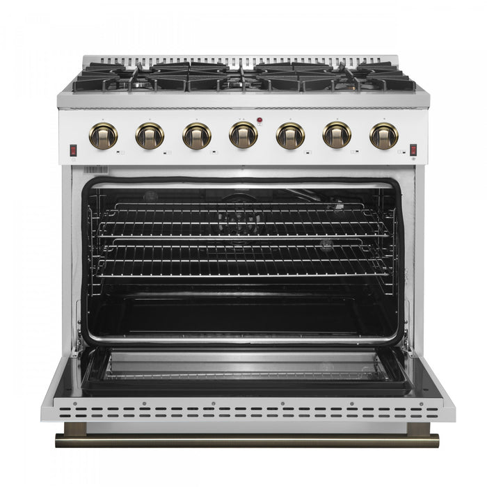 Forno Galiano 36-inch Gas Range in White, 5.36 cu.ft. - FFSGS6244-36WHT