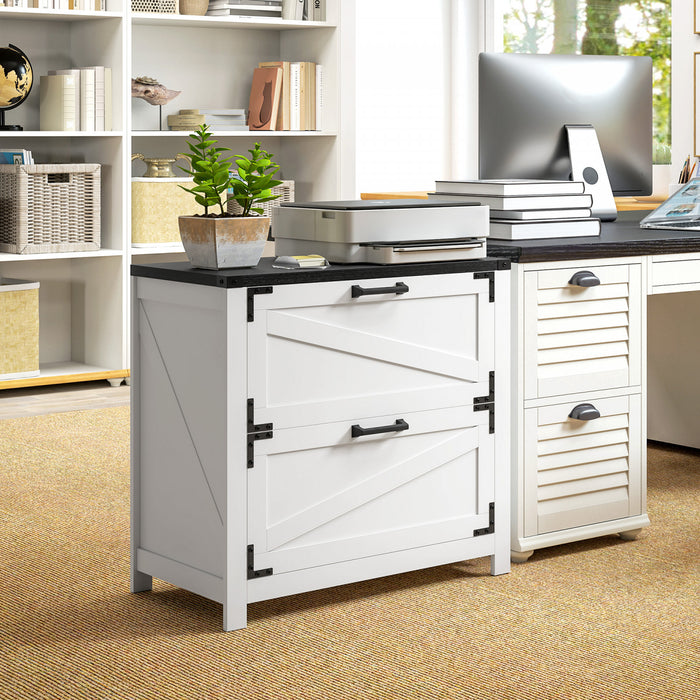 HOMCOM 2 Drawer File Cabinet Lateral Filing Cabinet for Home Office, White