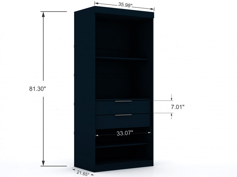 Mulberry Contemporary Modern 13-Piece Wardrobe Closet in Midnight Blue