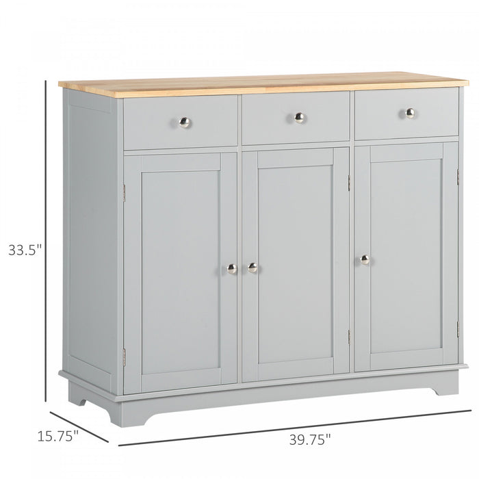 HOMCOM Coffee Bar Cabine, Kitchen Cabinet with Drawers, Grey