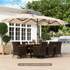 Costway 15.5 FT Extra-Large Patio Umbrella with LED Solar Lights & 12 Heavy-Duty Ribs Beige