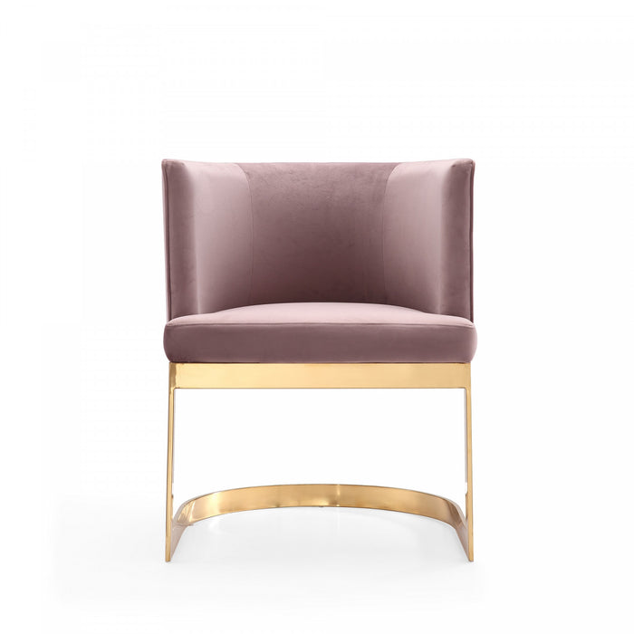 Aura Modern Velvet Metal Dining Chair in Blush - Set of 2