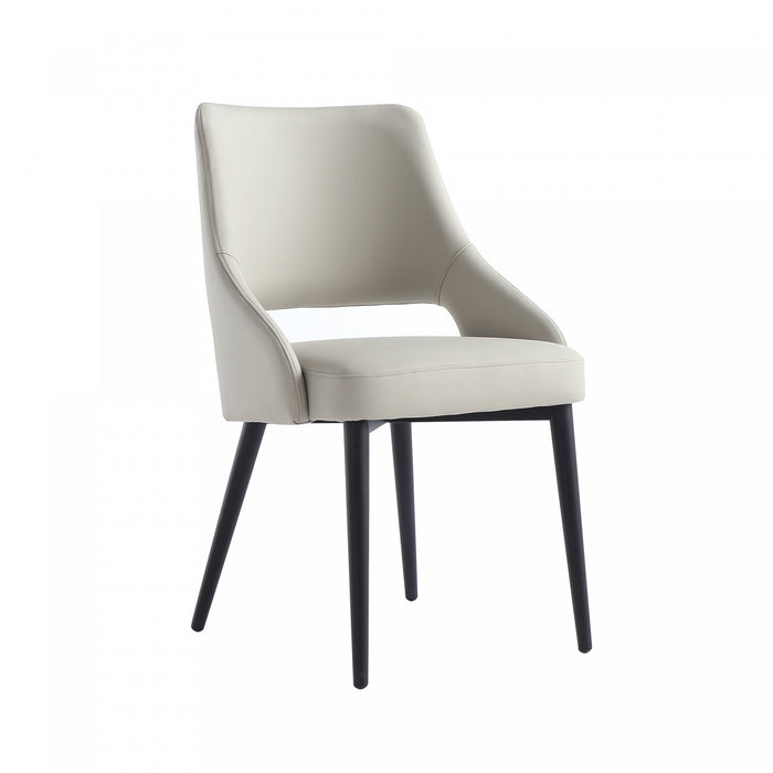 Tremont Modern Vegan Leather Metal Dining Chair in Stone Gray - Set of 2