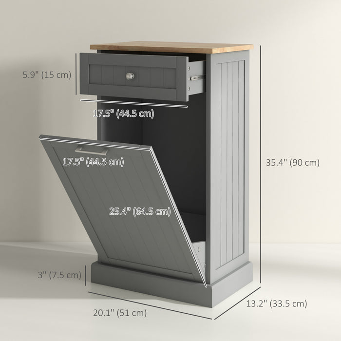 HOMCOM Tilt Out Trash Cabinet, Hidden Garbage Bin Cabinet with Drawer