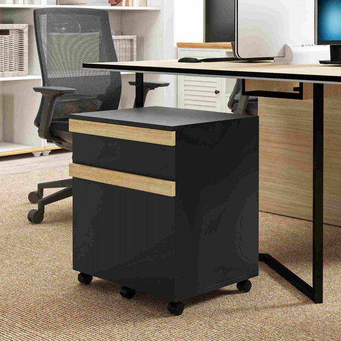 Vinsetto File Cabinet, Printer Stand With 2 Drawers And 5 Wheels