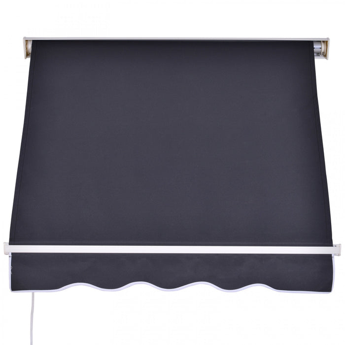 Outsunny 4'x 2' Retractable Window Door Awning Patio Canopy Outdoor Sun Shade Shelter Dark Grey