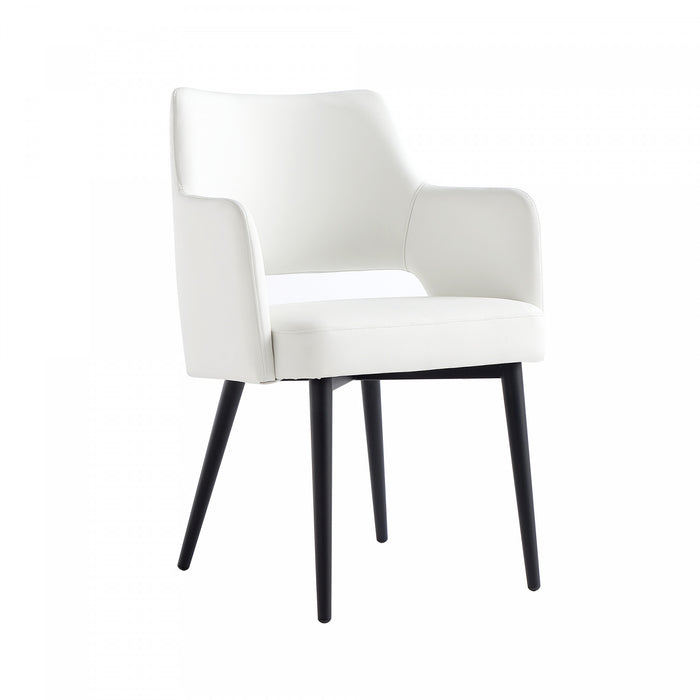 Tremont Modern Vegan Leather Metal Armchair in White - Set of 2