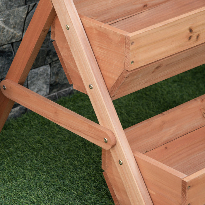 Outsunny 3 Tier Raised Garden Bed Vertical Wooden Elevated Planter Box Kit For Flowers, Vegetables, Herbs, 26\" X 30\" X 30\", Brown