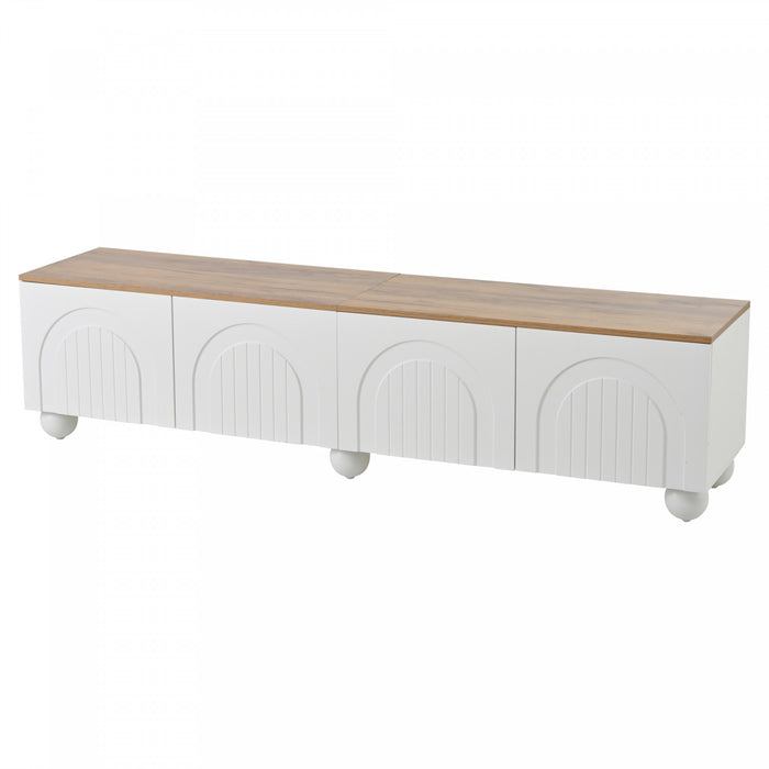 Nathan TV Stand with 4 Doors Large Storage,White