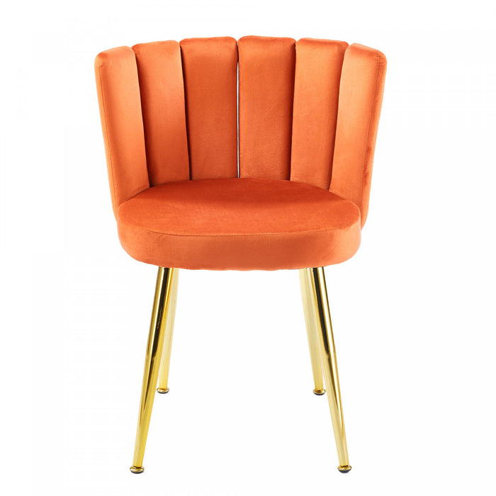 Aiden 5-Piece Dining Set with Glass Table and Velvet Chairs,Orange Dining Room Set