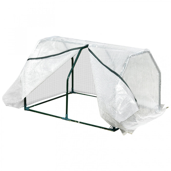 Outsunny 39\" X 28\" X 24\" Portable Mini Greenhouse Pe Grow House With Zipper Door Gardening Plant Cover Steel Frame