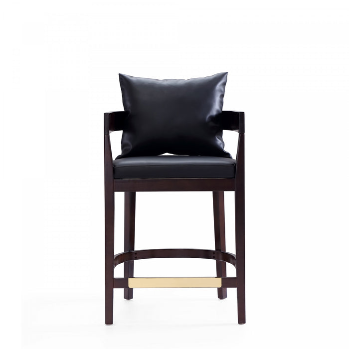 Ritz Mid-Century Modern Wood Upholstered Counter Stool in Black - Set of 2