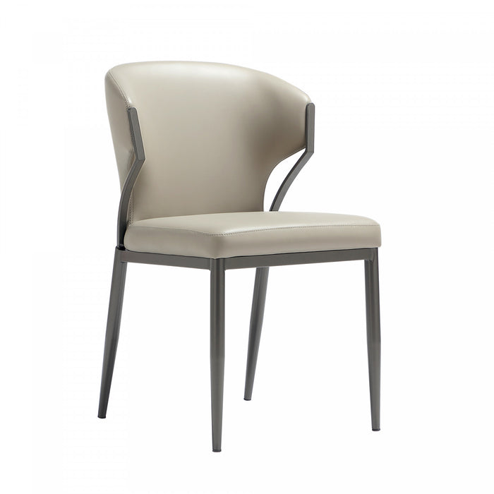 Kirsten Modern Vegan Leather Metal Dining Chair in Light Gray - Set of 4